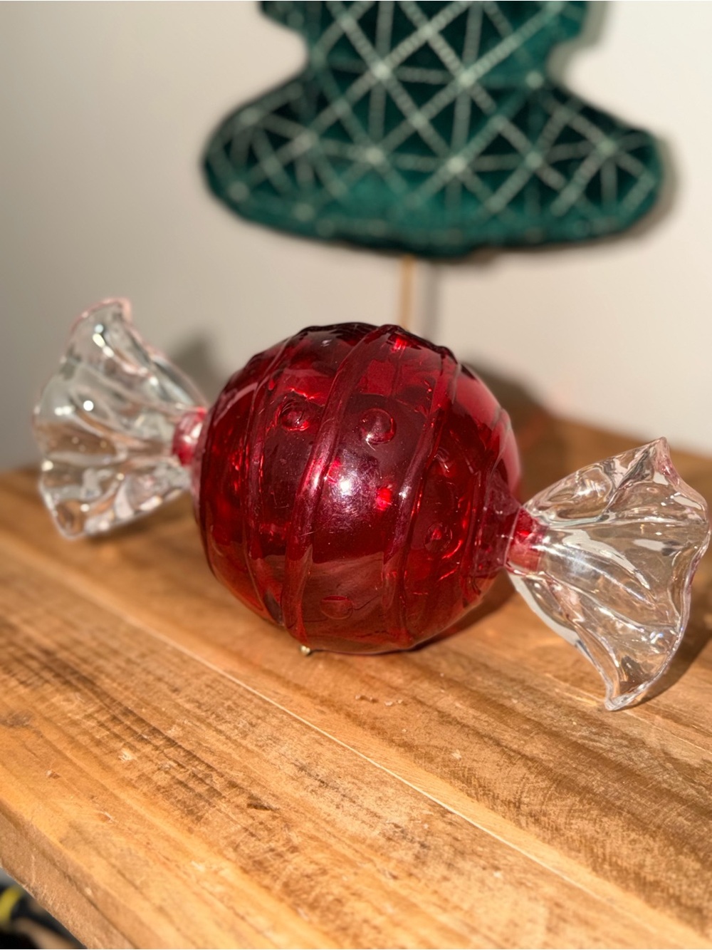 Vintage Red Acrylic Candy Trinket Holiday Décor 8inches